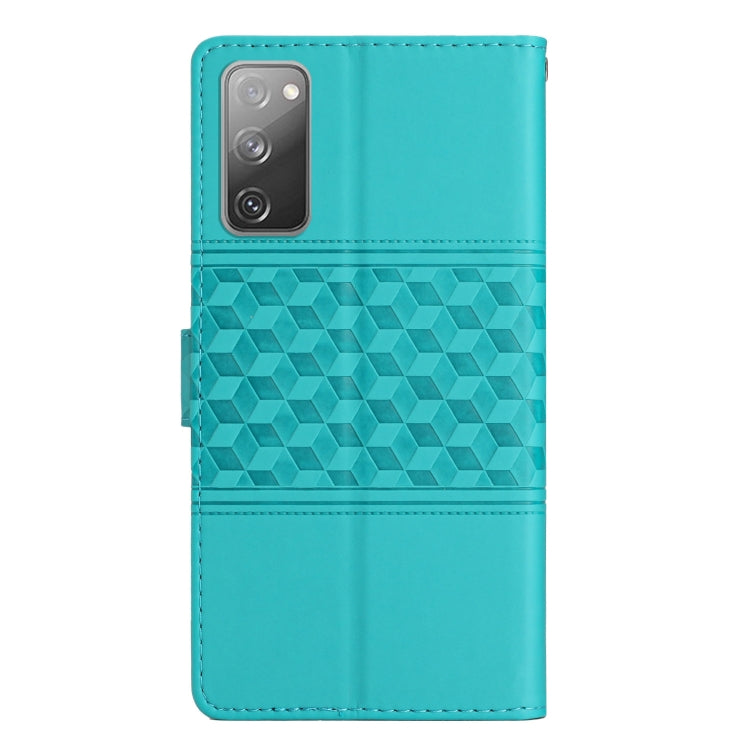 For Samsung Galaxy S20 FE Diamond Embossed Skin Feel Leather Phone Case with Lanyard