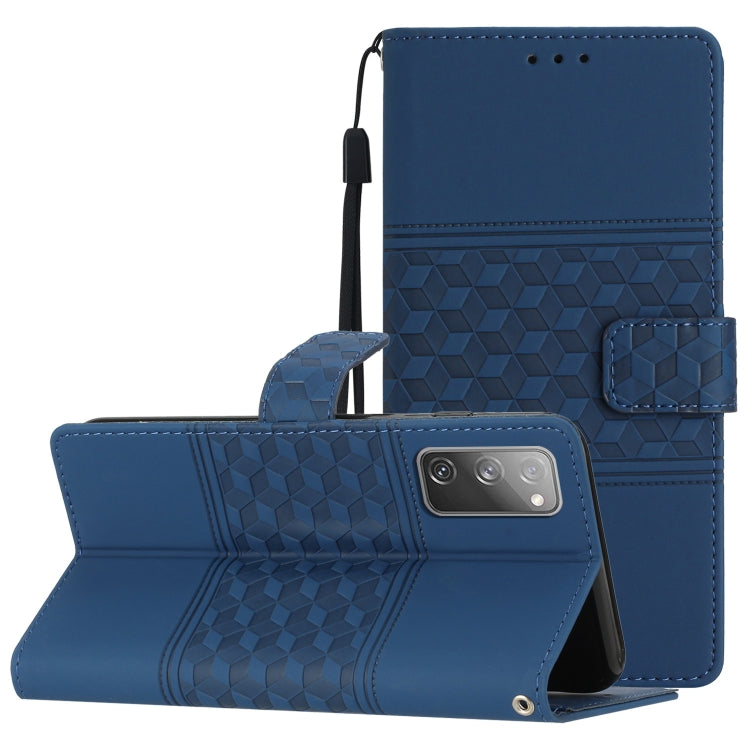For Samsung Galaxy S20 FE Diamond Embossed Skin Feel Leather Phone Case with Lanyard