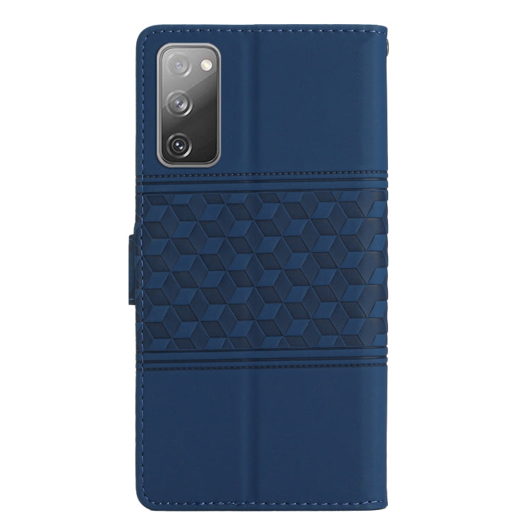 For Samsung Galaxy S20 FE Diamond Embossed Skin Feel Leather Phone Case with Lanyard
