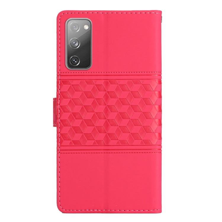 For Samsung Galaxy S20 FE Diamond Embossed Skin Feel Leather Phone Case with Lanyard