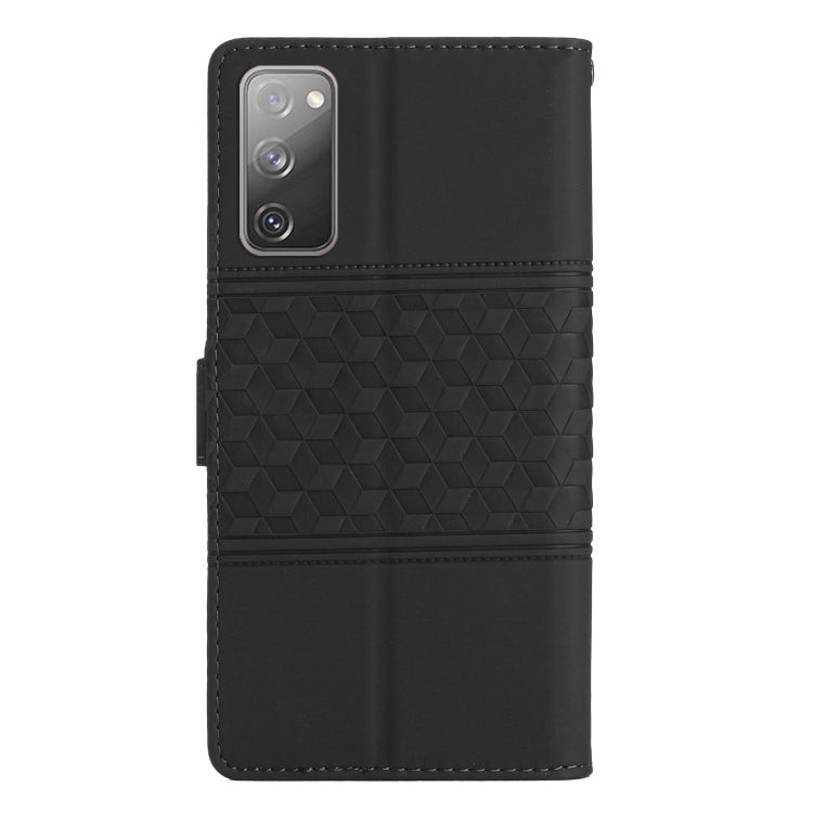 For Samsung Galaxy S20 FE Diamond Embossed Skin Feel Leather Phone Case with Lanyard