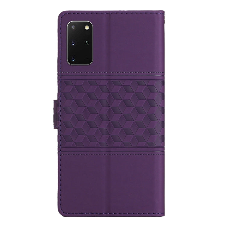 For Samsung Galaxy S20+ Diamond Embossed Skin Feel Leather Phone Case with Lanyard