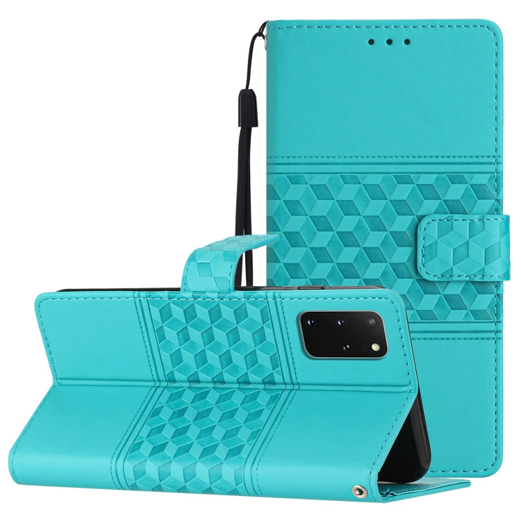 For Samsung Galaxy S20+ Diamond Embossed Skin Feel Leather Phone Case with Lanyard