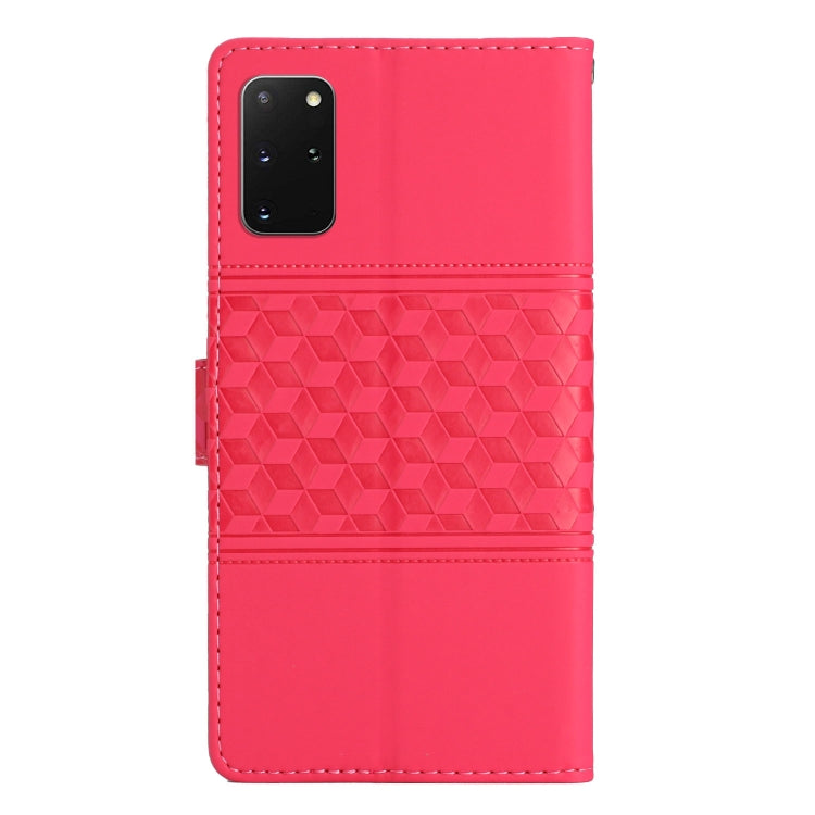 For Samsung Galaxy S20+ Diamond Embossed Skin Feel Leather Phone Case with Lanyard