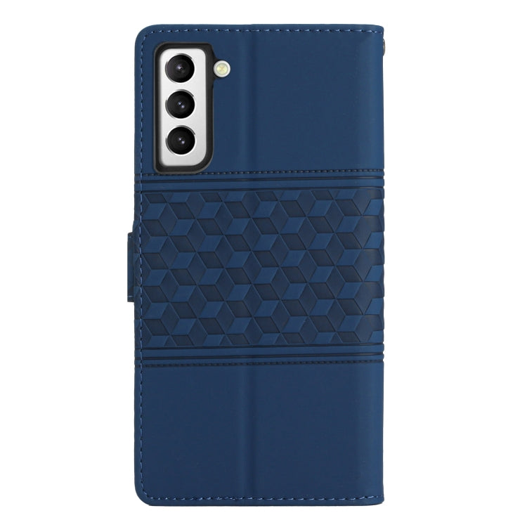 For Samsung Galaxy S21+ 5G Diamond Embossed Skin Feel Leather Phone Case with Lanyard