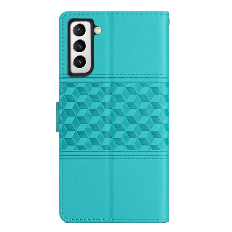 For Samsung Galaxy S22 5G Diamond Embossed Skin Feel Leather Phone Case with Lanyard