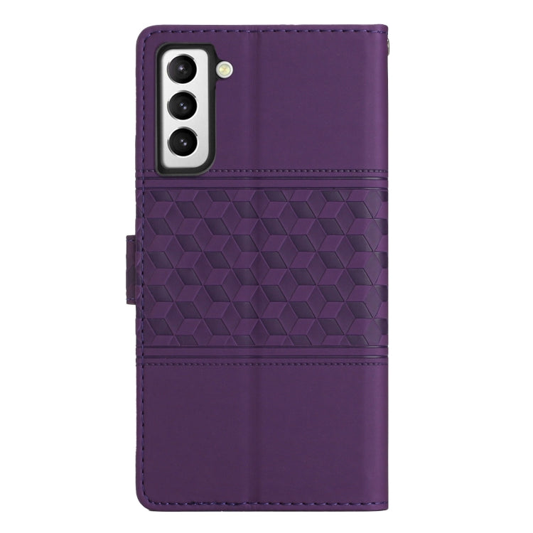 For Samsung Galaxy S22+ 5G Diamond Embossed Skin Feel Leather Phone Case with Lanyard