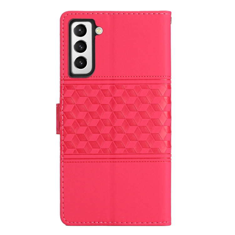 For Samsung Galaxy S22+ 5G Diamond Embossed Skin Feel Leather Phone Case with Lanyard