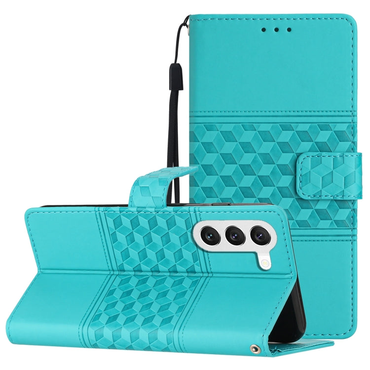 For Samsung Galaxy S23 5G Diamond Embossed Skin Feel Leather Phone Case with Lanyard