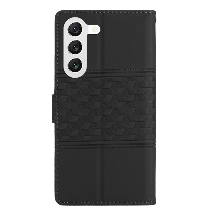 For Samsung Galaxy S23 5G Diamond Embossed Skin Feel Leather Phone Case with Lanyard