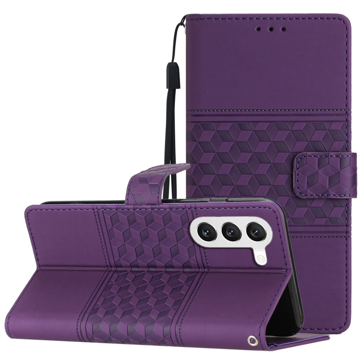 For Samsung Galaxy S23+ 5G Diamond Embossed Skin Feel Leather Phone Case with Lanyard
