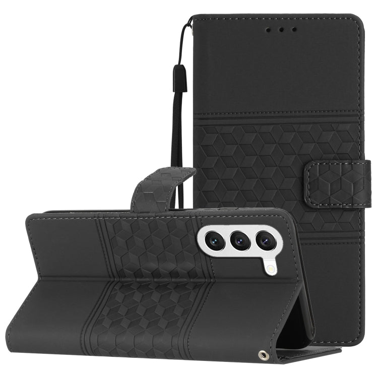 For Samsung Galaxy S23+ 5G Diamond Embossed Skin Feel Leather Phone Case with Lanyard