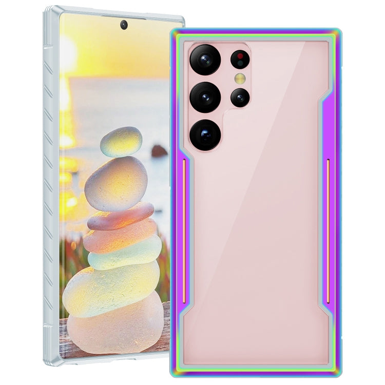 For Samsung Galaxy S23 5G Defender Metal Clear PC Soft TPU Phone Case