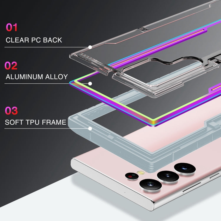 For Samsung Galaxy S23 5G Defender Metal Clear PC Soft TPU Phone Case