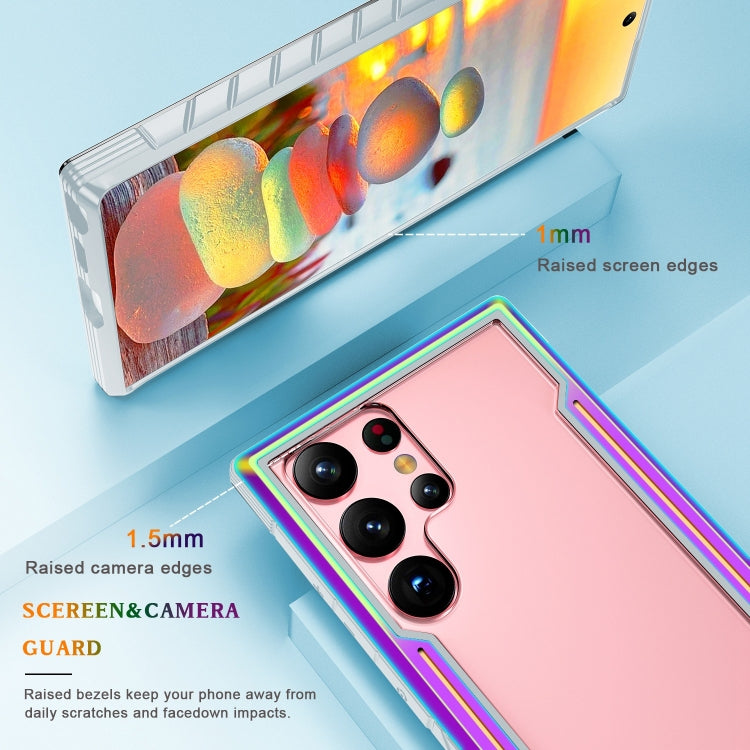 For Samsung Galaxy S23 5G Defender Metal Clear PC Soft TPU Phone Case