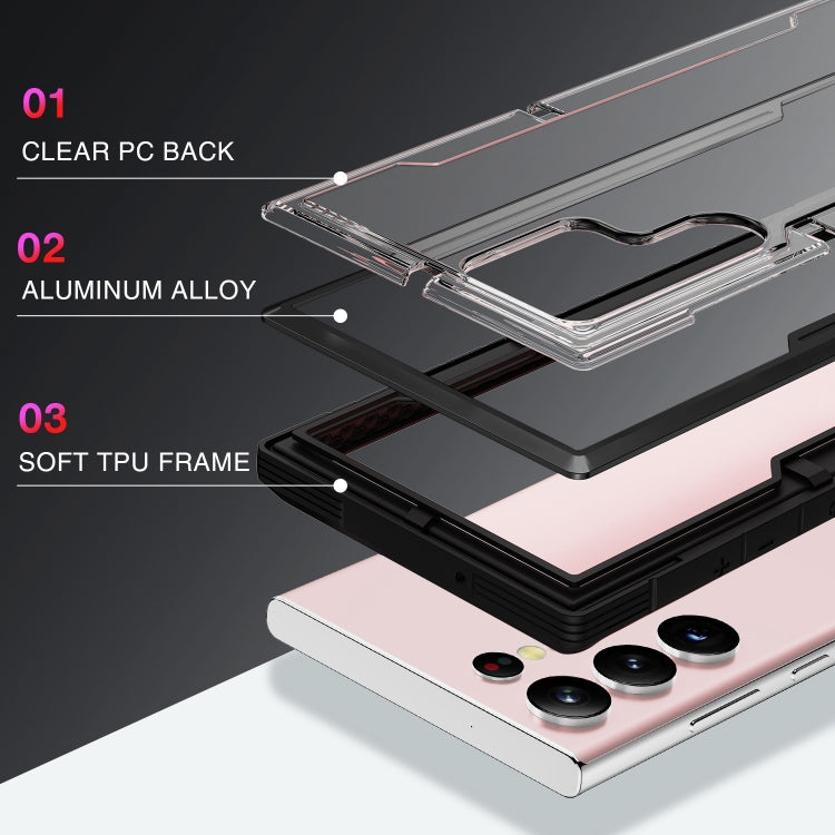 For Samsung Galaxy S23 5G Defender Metal Clear PC Soft TPU Phone Case