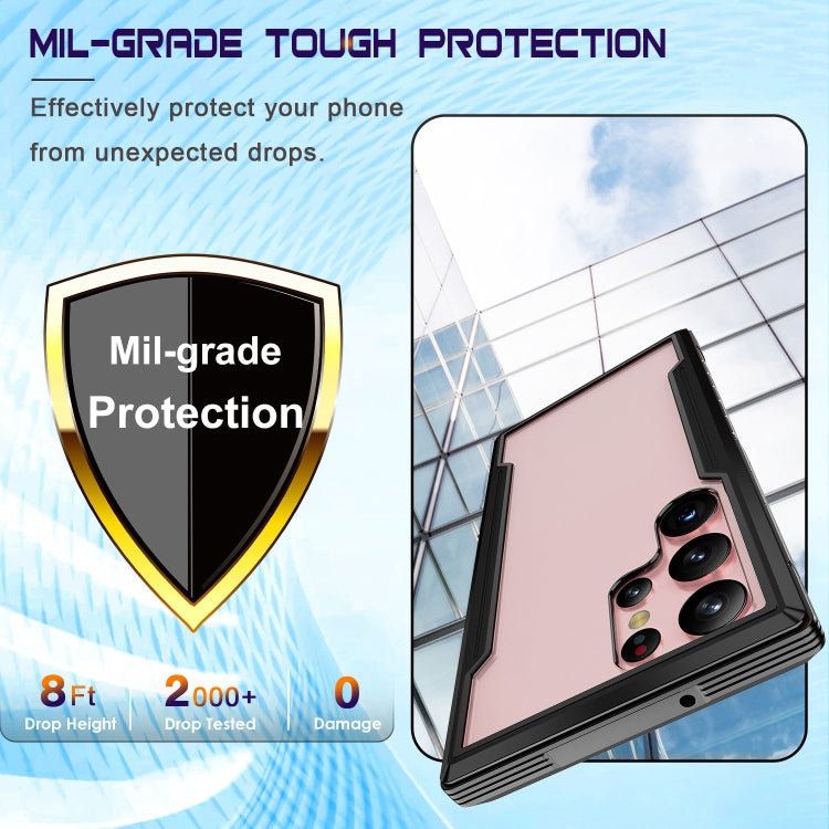 For Samsung Galaxy S23 5G Defender Metal Clear PC Soft TPU Phone Case