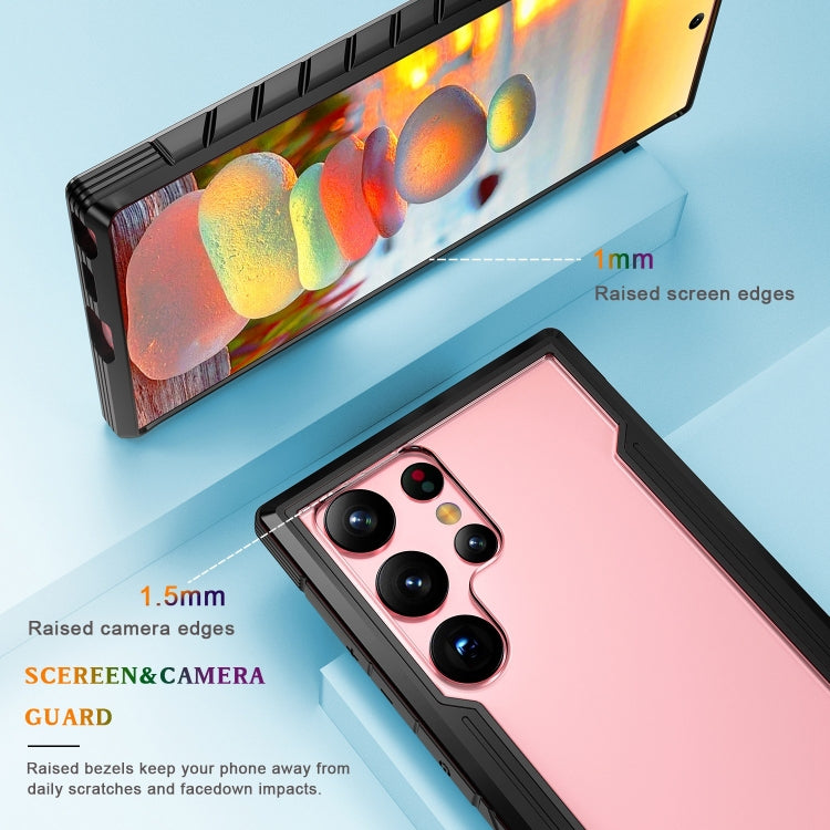 For Samsung Galaxy S23 5G Defender Metal Clear PC Soft TPU Phone Case
