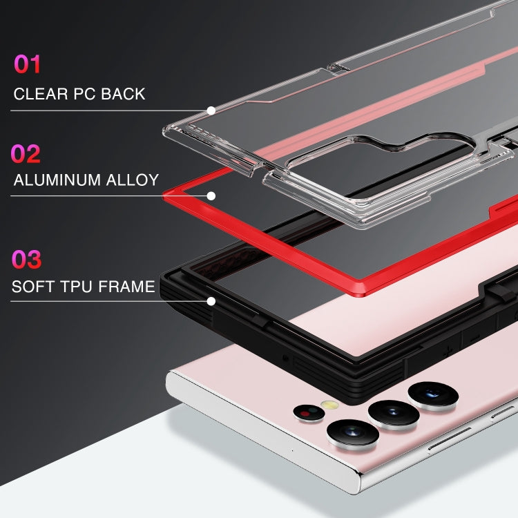 For Samsung Galaxy S23 5G Defender Metal Clear PC Soft TPU Phone Case