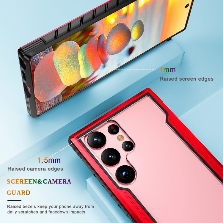 For Samsung Galaxy S23 5G Defender Metal Clear PC Soft TPU Phone Case