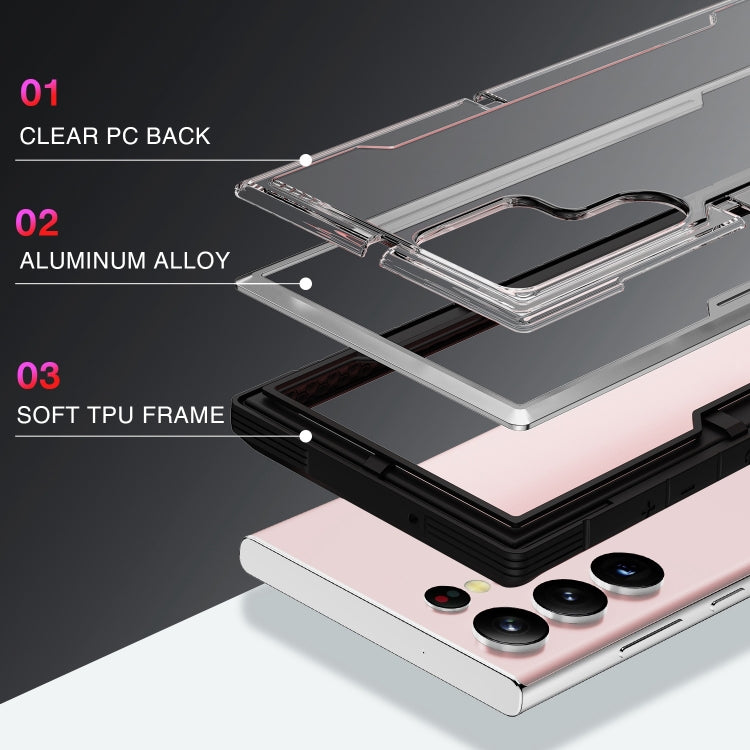 For Samsung Galaxy S23 5G Defender Metal Clear PC Soft TPU Phone Case