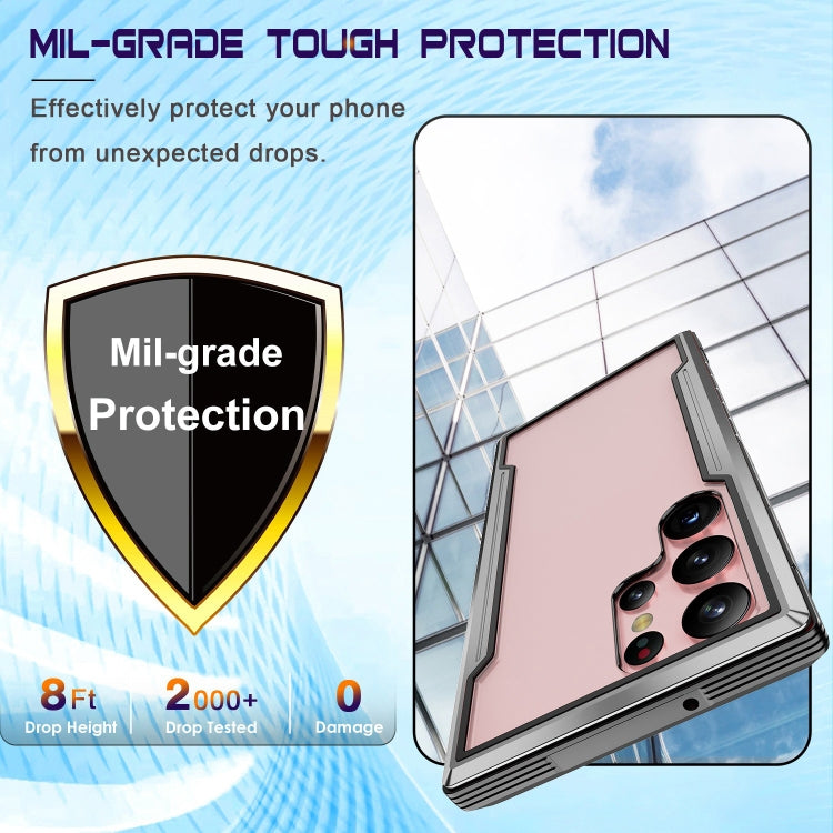 For Samsung Galaxy S23 5G Defender Metal Clear PC Soft TPU Phone Case