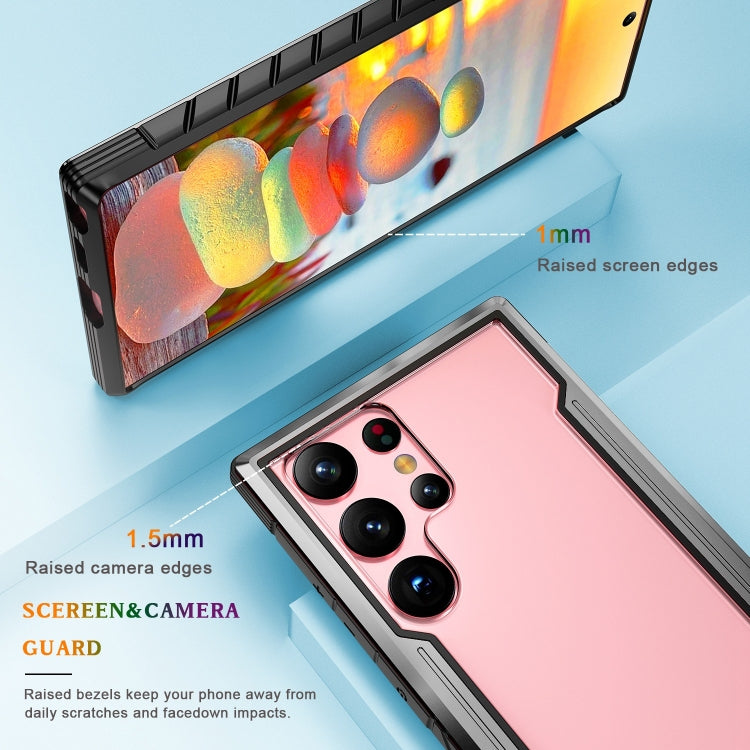 For Samsung Galaxy S23 5G Defender Metal Clear PC Soft TPU Phone Case
