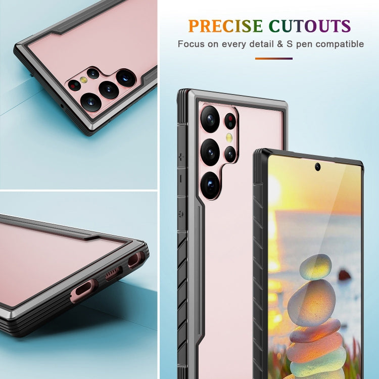 For Samsung Galaxy S23 5G Defender Metal Clear PC Soft TPU Phone Case