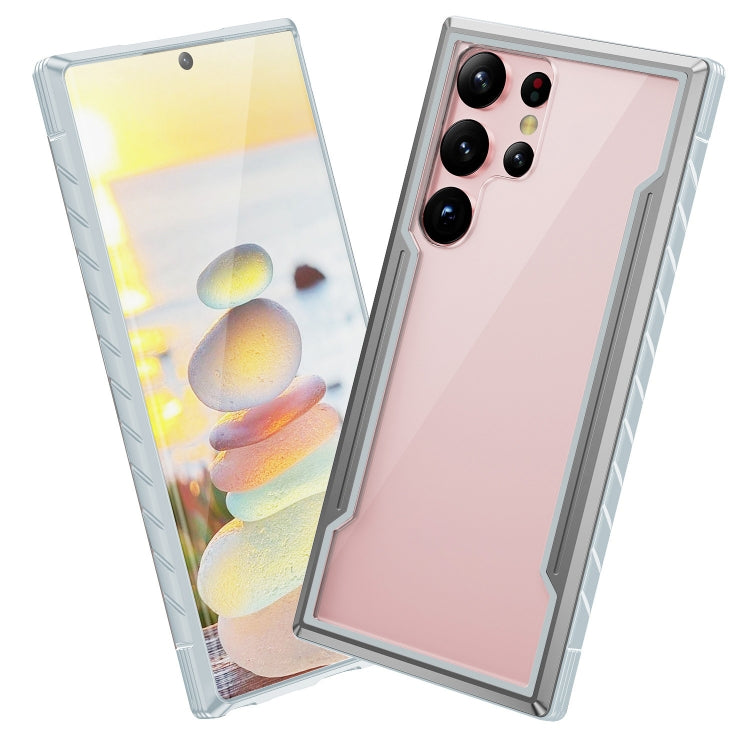 For Samsung Galaxy S23 5G Defender Metal Clear PC Soft TPU Phone Case