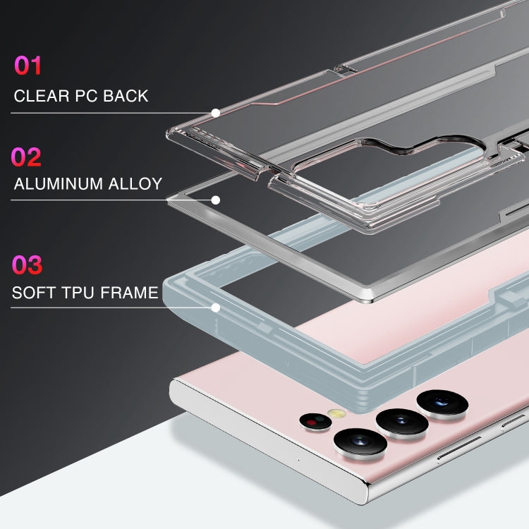 For Samsung Galaxy S23 5G Defender Metal Clear PC Soft TPU Phone Case