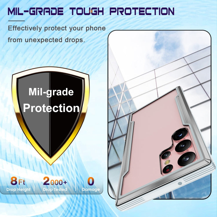 For Samsung Galaxy S23 5G Defender Metal Clear PC Soft TPU Phone Case