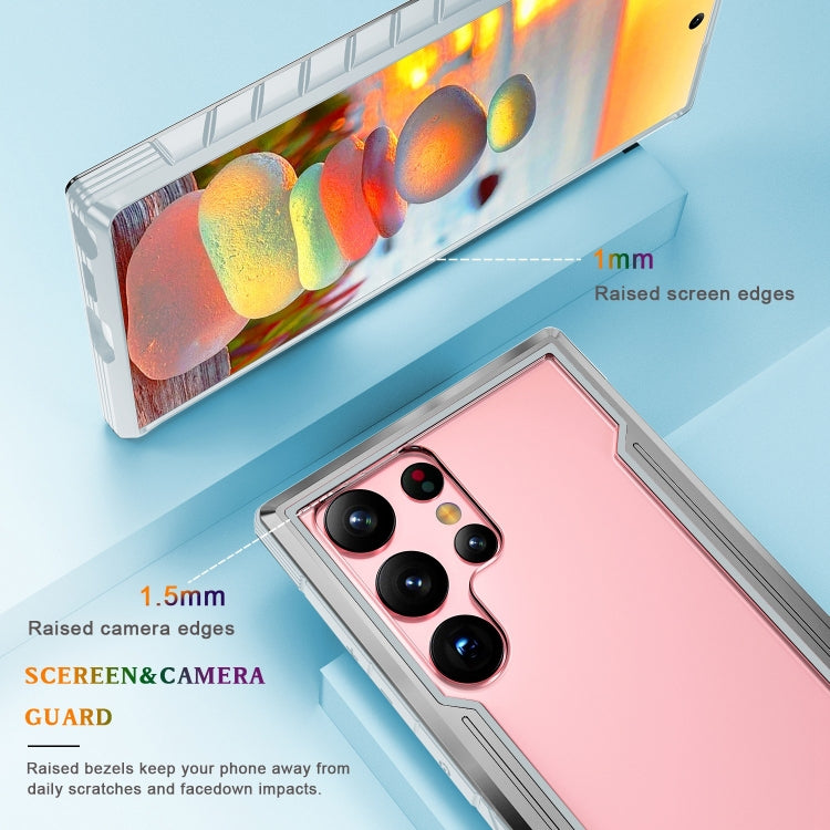 For Samsung Galaxy S23 5G Defender Metal Clear PC Soft TPU Phone Case
