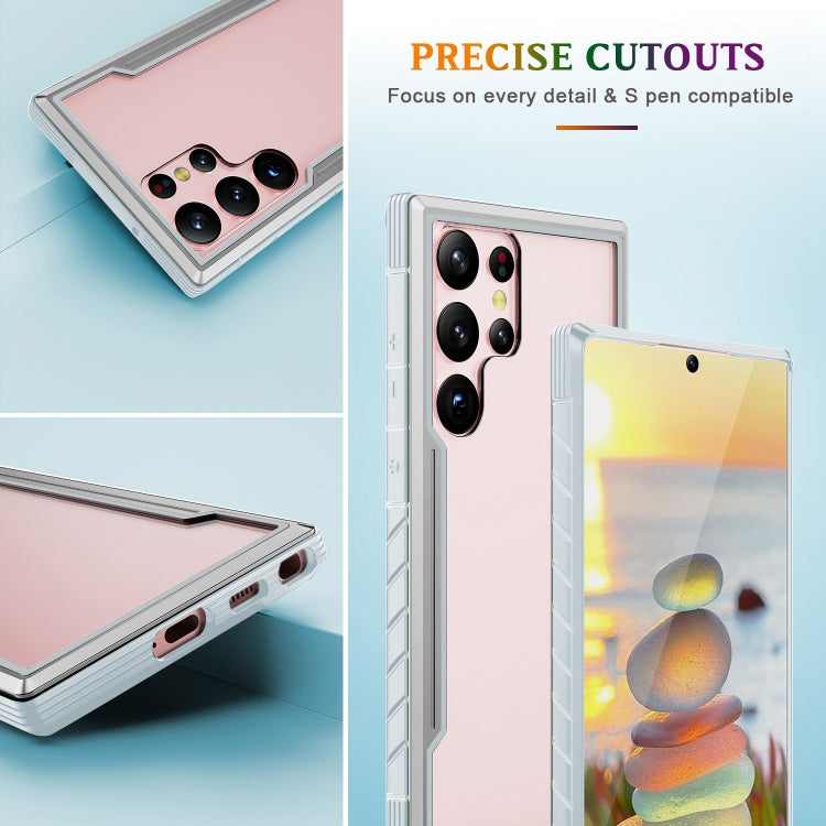 For Samsung Galaxy S23 5G Defender Metal Clear PC Soft TPU Phone Case