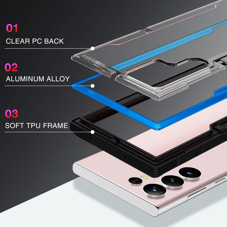 For Samsung Galaxy S23 5G Defender Metal Clear PC Soft TPU Phone Case