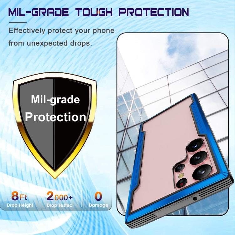 For Samsung Galaxy S23 5G Defender Metal Clear PC Soft TPU Phone Case