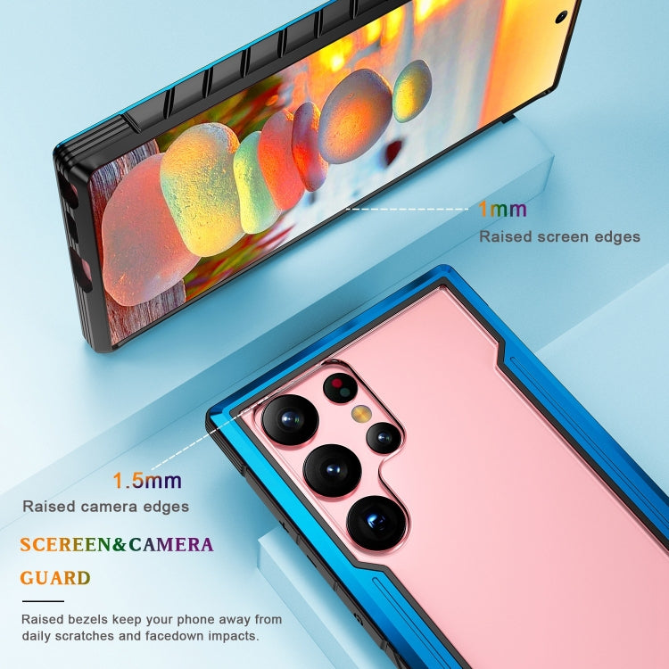 For Samsung Galaxy S23 5G Defender Metal Clear PC Soft TPU Phone Case