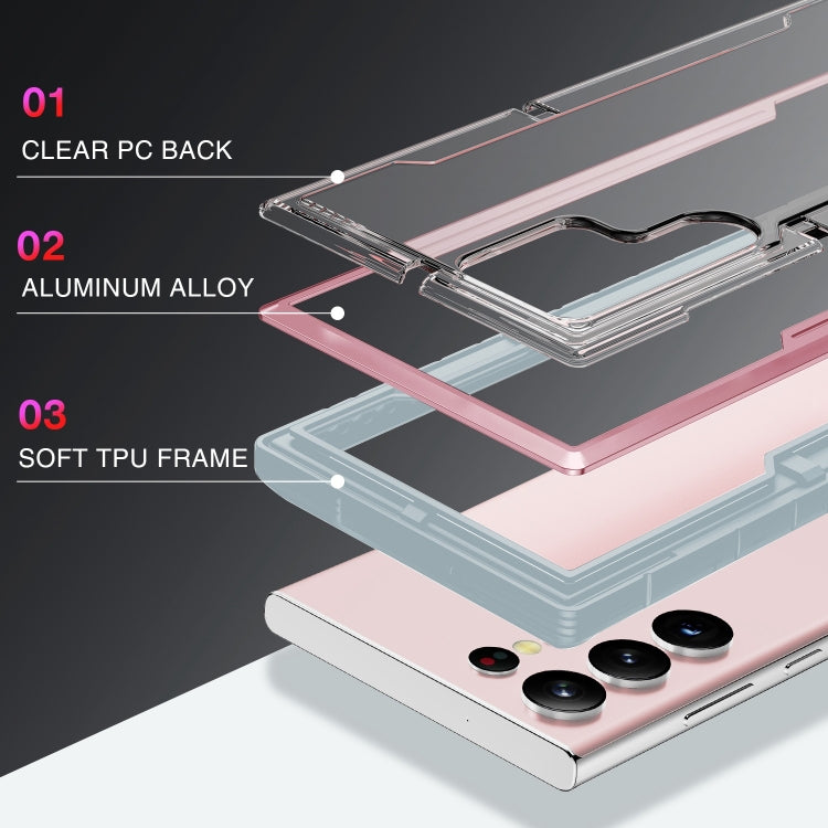 For Samsung Galaxy S23 5G Defender Metal Clear PC Soft TPU Phone Case