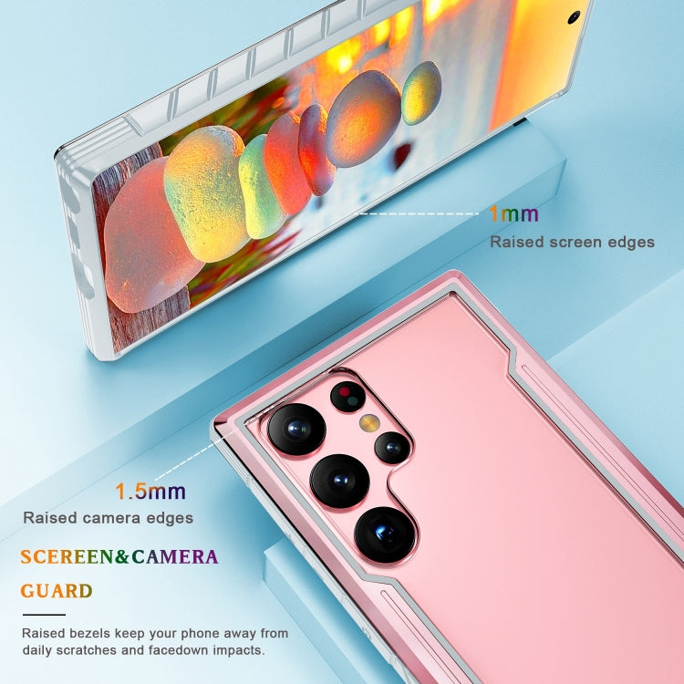 For Samsung Galaxy S23 5G Defender Metal Clear PC Soft TPU Phone Case
