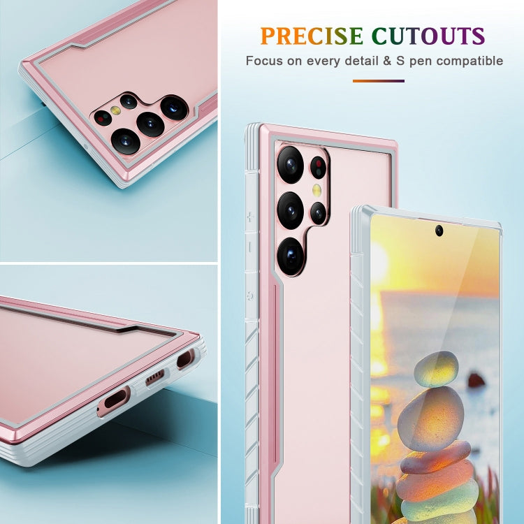 For Samsung Galaxy S23 5G Defender Metal Clear PC Soft TPU Phone Case