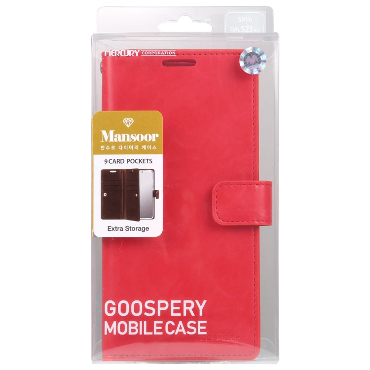For Samsung Galaxy S23+ 5G GOOSPERY MANSOOR DIARY 9 Card Slots Leather Phone Case