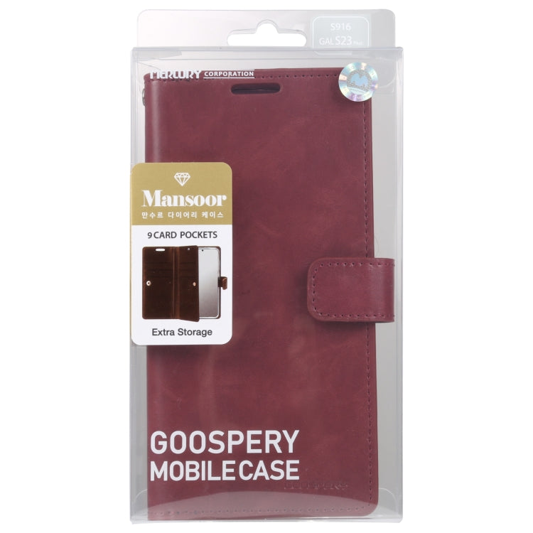 For Samsung Galaxy S23+ 5G GOOSPERY MANSOOR DIARY 9 Card Slots Leather Phone Case
