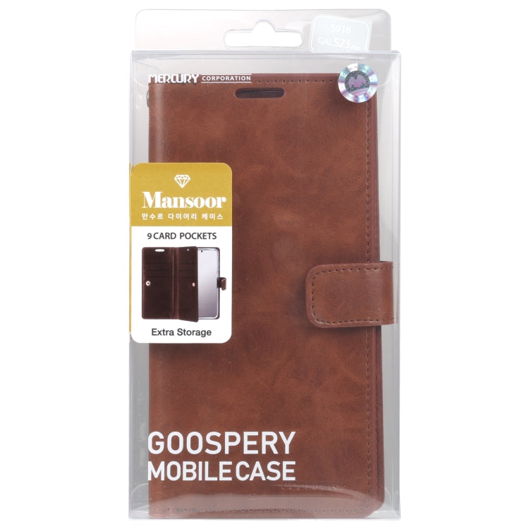 For Samsung Galaxy S23+ 5G GOOSPERY MANSOOR DIARY 9 Card Slots Leather Phone Case