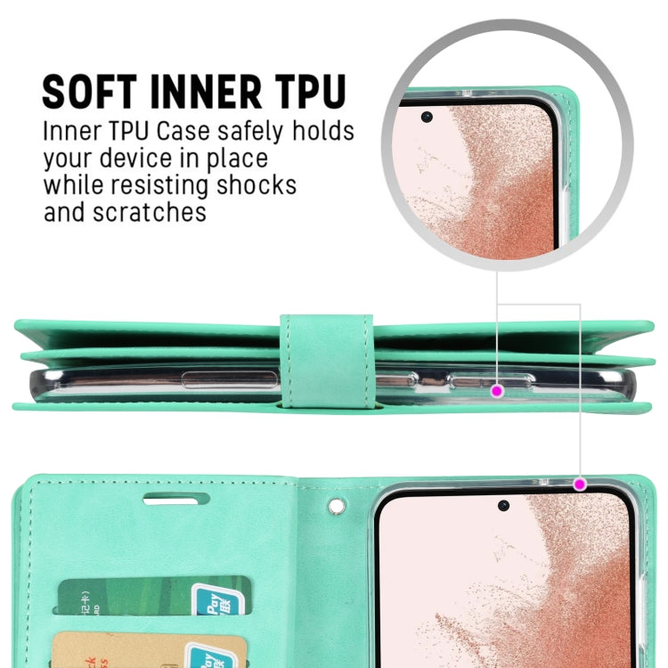 For Samsung Galaxy S23+ 5G GOOSPERY MANSOOR DIARY 9 Card Slots Leather Phone Case