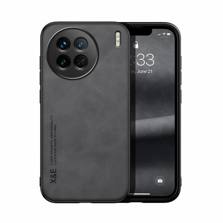 For vivo X90 Skin Feel Magnetic Leather Back Phone Case