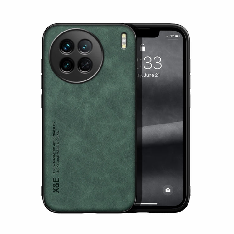 For vivo X90 Skin Feel Magnetic Leather Back Phone Case