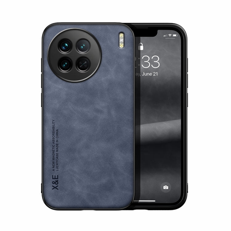 For vivo X90 Skin Feel Magnetic Leather Back Phone Case