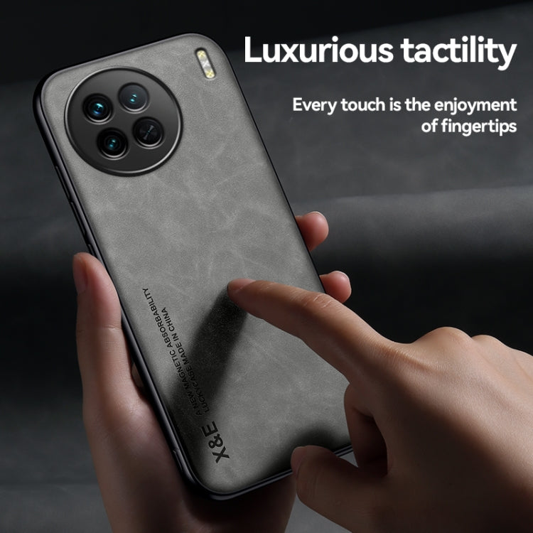 For vivo X90 Skin Feel Magnetic Leather Back Phone Case