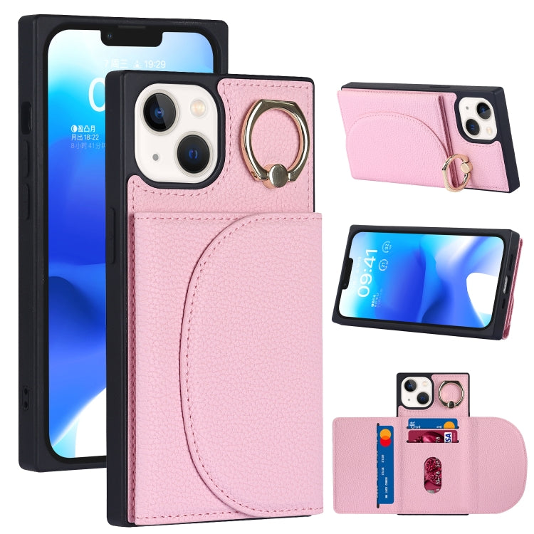For iPhone 14 Litchi Texture Card Bag Phone Case