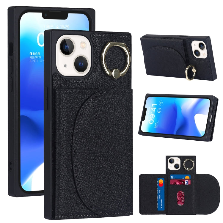 For iPhone 14 Litchi Texture Card Bag Phone Case