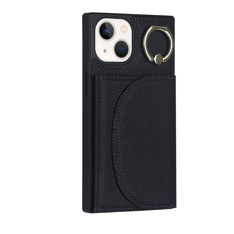 For iPhone 14 Litchi Texture Card Bag Phone Case